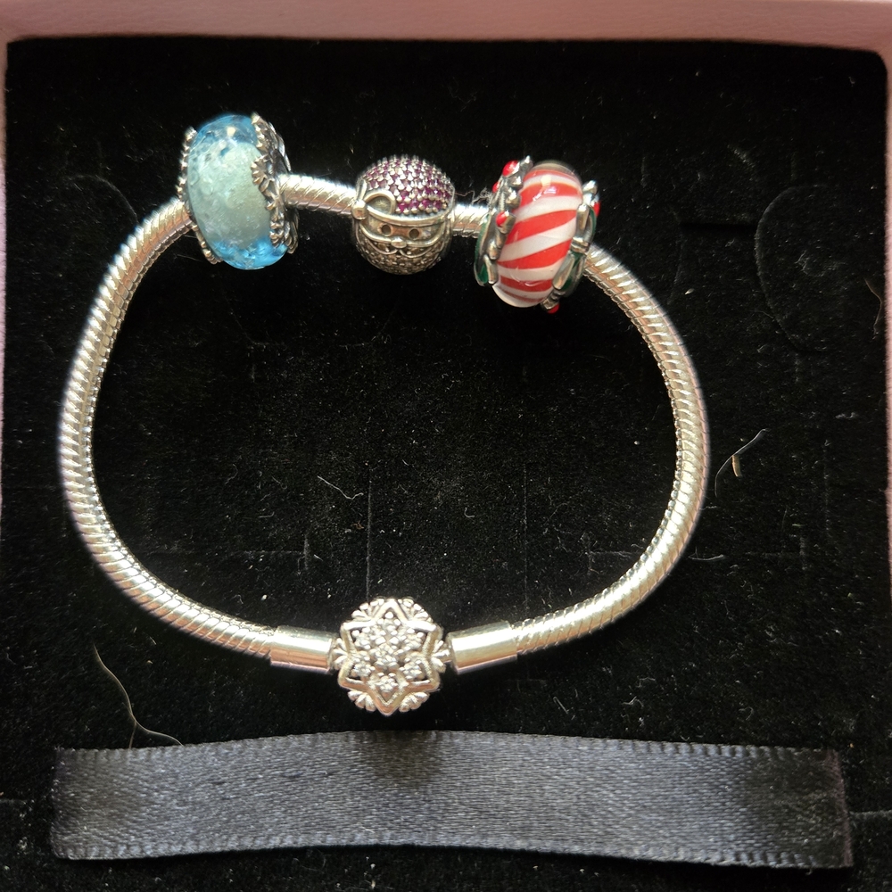 Silver Charm Bracelet with Winter Charms